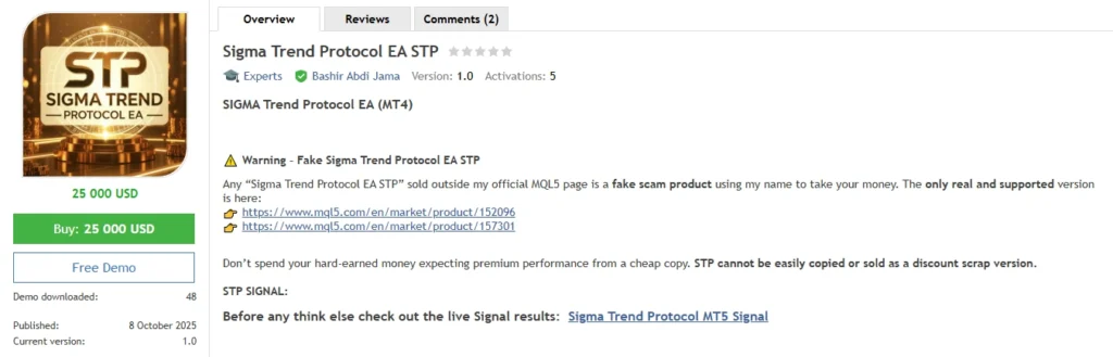Sigma Trend Protocol EA STP MT4