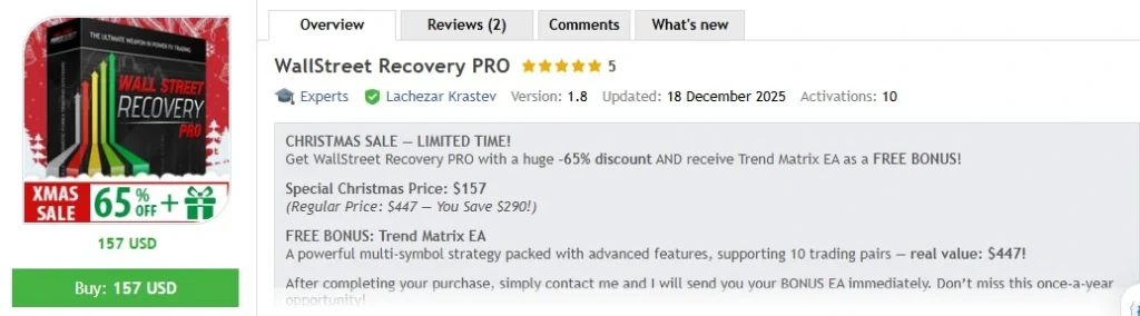 WallStreet Recovery PRO MT4