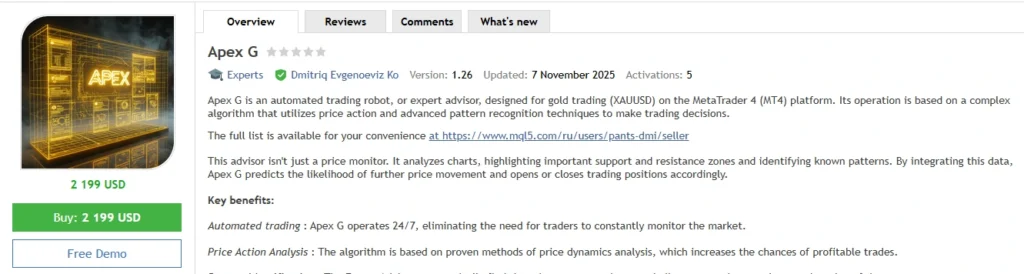 Apex G MT4 EA - MQL5