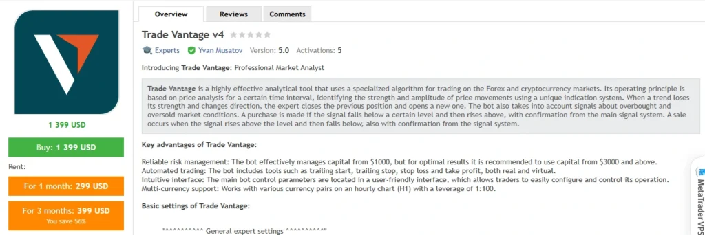 Trade Vantage v4 EA MT4 V5 - MQL5