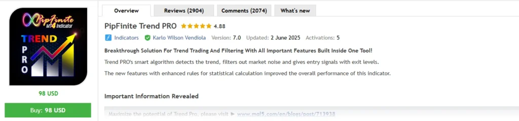 PipFinite Trend PRO MT4 - mql5