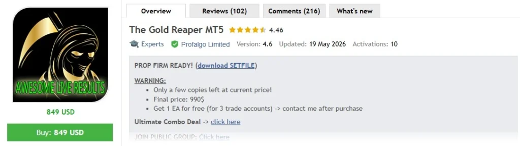 The Gold Reaper MT5 - vendor