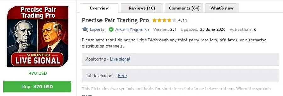 precise Pair Trading mt5-mql5