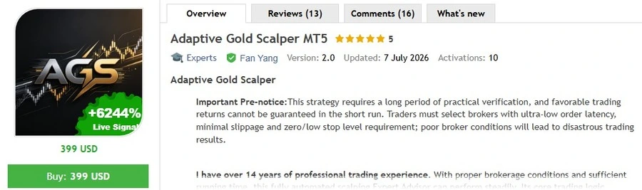 Adaptive Gold Scalper MT5 - MQL5