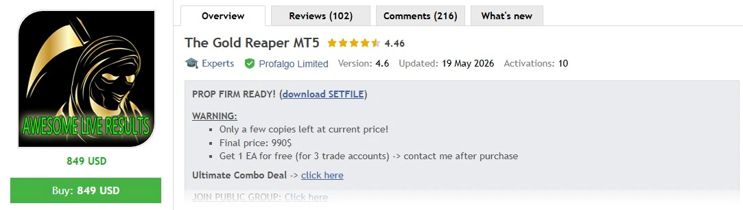 The Gold Reaper MT5 - vendor